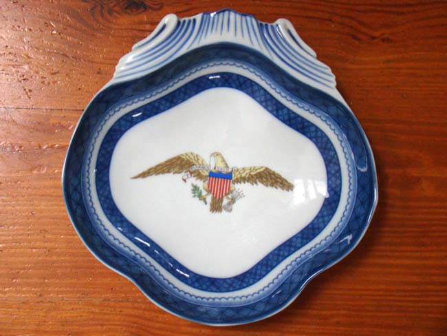 An American eagle shell bowl made by Mottahedeh for the diplomatic Reception Rooms